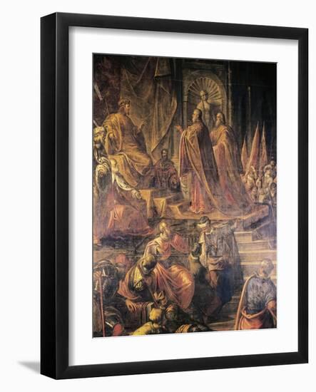 Ambassadors of Pope and Venetians Pleading with Barbarossa for Peace in Vain-Jacopo Tintoretto-Framed Giclee Print