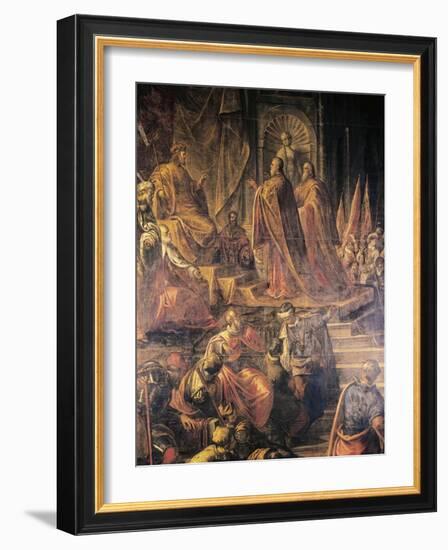 Ambassadors of Pope and Venetians Pleading with Barbarossa for Peace in Vain-Jacopo Tintoretto-Framed Giclee Print