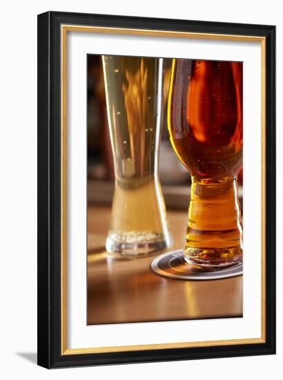 Amber Ale And Lager Style Beer Next To Each Other At A Bar-Shea Evans-Framed Photographic Print