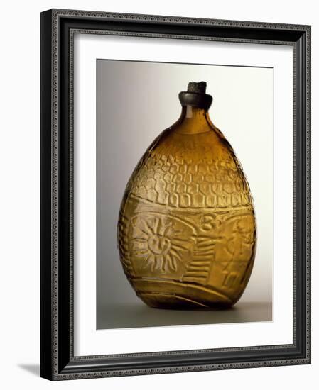 Amber-Colored Bottle in Metal Mold-Blown Glass with Relief Decoration-Bernhard Strigel-Framed Giclee Print