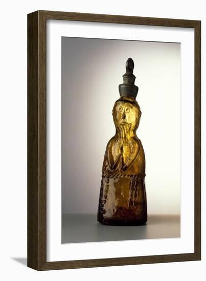 Amber-Colored Bottle in Metal Mold-Blown Glass with Relief Decoration-Bernhard Strigel-Framed Giclee Print