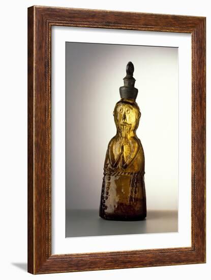 Amber-Colored Bottle in Metal Mold-Blown Glass with Relief Decoration-Bernhard Strigel-Framed Giclee Print