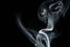 White Smoke Rising On Black Background-Ambient Ideas-Framed Stretched Canvas