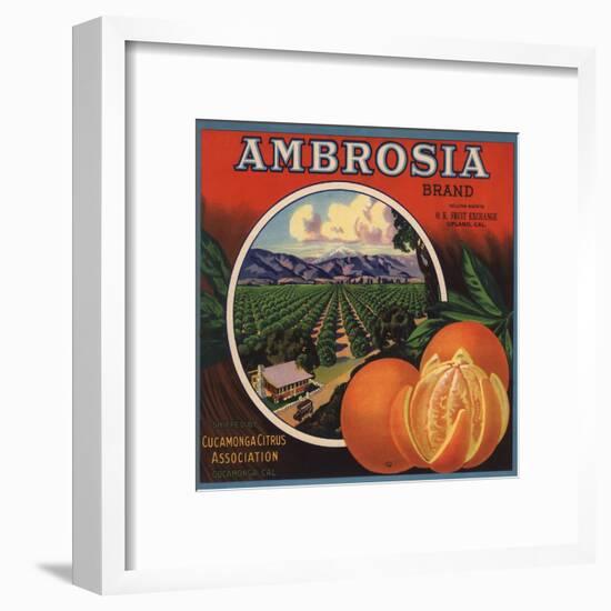 Ambrosia Brand - Upland, California - Citrus Crate Label-Lantern Press-Framed Art Print