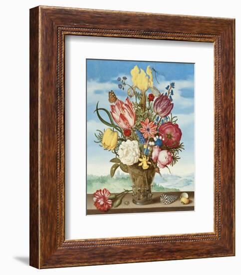 Ambrosius Bosschaert, Bouquet of Flowers on a Ledge-Dutch Florals-Framed Art Print