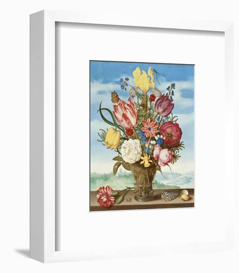 Ambrosius Bosschaert, Bouquet of Flowers on a Ledge-Dutch Florals-Framed Art Print