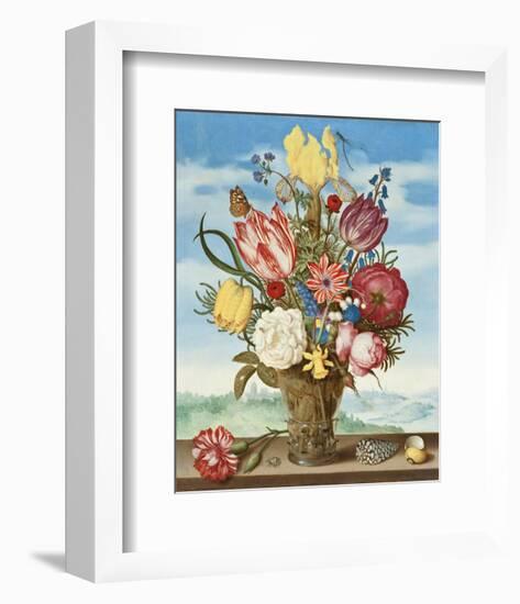 Ambrosius Bosschaert, Bouquet of Flowers on a Ledge-Dutch Florals-Framed Art Print