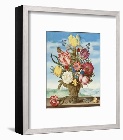 Ambrosius Bosschaert, Bouquet of Flowers on a Ledge-Dutch Florals-Framed Art Print