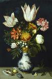 Tulips in a Glass Vase-Ambrosius Bosschaert the Elder-Framed Premier Image Canvas