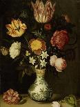 Bouquet of Flowers in a Glass Vase, 1621-Ambrosius Bosschaert-Stretched Canvas