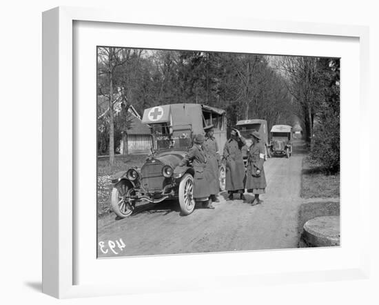 Ambulance Drivers at the Scottish Women's Hospital, Royaumont Abbey, 1915-Jacques Moreau-Framed Photographic Print