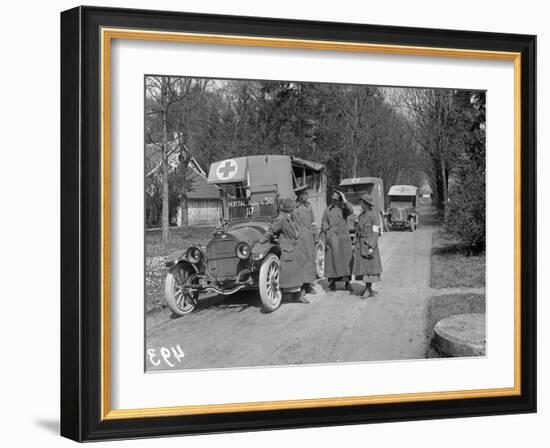 Ambulance Drivers at the Scottish Women's Hospital, Royaumont Abbey, 1915-Jacques Moreau-Framed Photographic Print