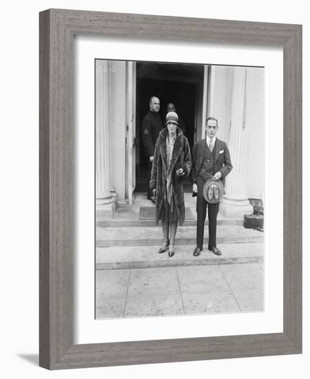 Amelia Earhart at the White House to see President Coolidge after flying the Atlantic, 1928-Harris & Ewing-Framed Photographic Print