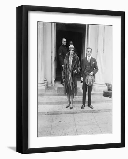 Amelia Earhart at the White House to see President Coolidge after flying the Atlantic, 1928-Harris & Ewing-Framed Photographic Print