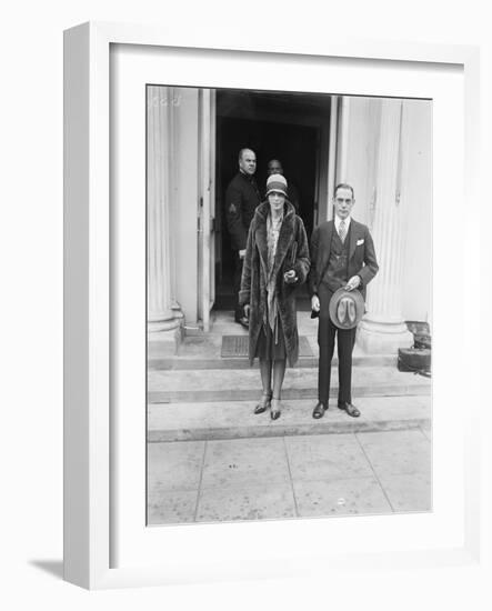 Amelia Earhart at the White House to see President Coolidge after flying the Atlantic, 1928-Harris & Ewing-Framed Photographic Print