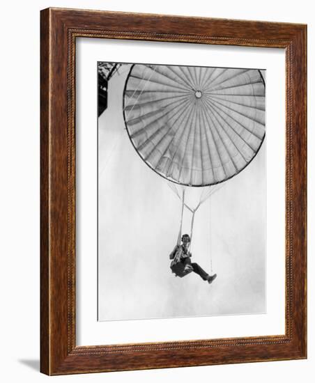 Amelia Earhart Helps Test a Commercial Parachute. June 2, 1935-null-Framed Photo