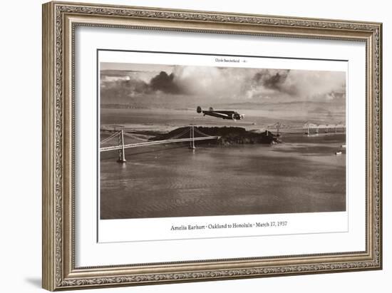 Amelia Earhart in Flight, Oakland to Honolulu, March 17, 1937-Clyde Sunderland-Framed Art Print