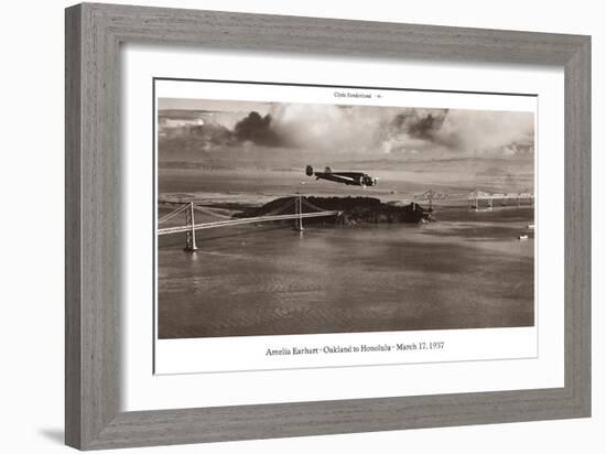 Amelia Earhart in Flight, Oakland to Honolulu, March 17, 1937-Clyde Sunderland-Framed Art Print