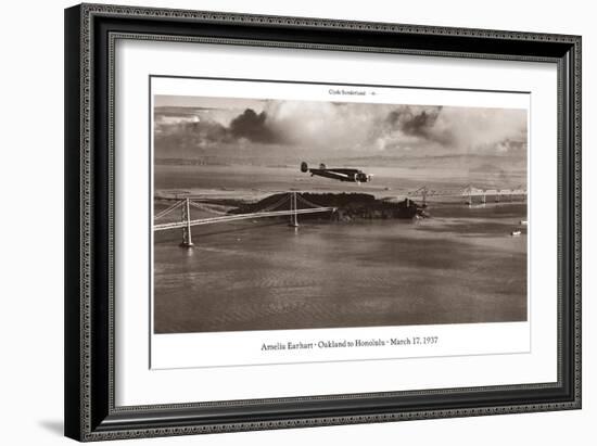 Amelia Earhart in Flight, Oakland to Honolulu, March 17, 1937-Clyde Sunderland-Framed Art Print