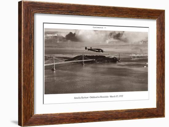 Amelia Earhart in Flight, Oakland to Honolulu, March 17, 1937-Clyde Sunderland-Framed Premium Giclee Print