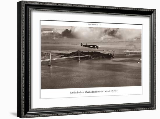 Amelia Earhart in Flight, Oakland to Honolulu, March 17, 1937-Clyde Sunderland-Framed Premium Giclee Print
