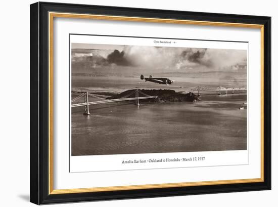 Amelia Earhart in Flight, Oakland to Honolulu, March 17, 1937-Clyde Sunderland-Framed Premium Giclee Print