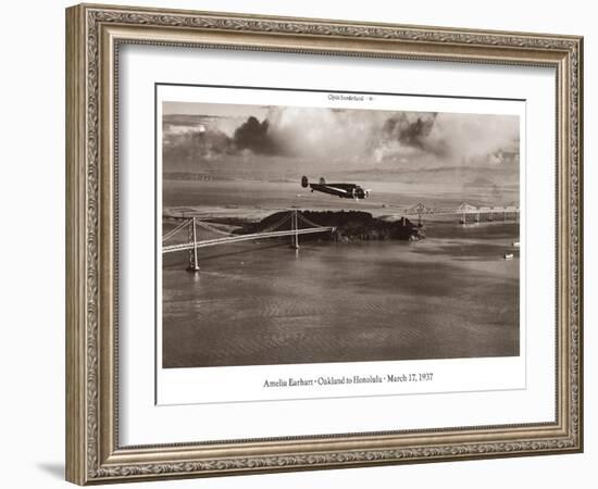 Amelia Earhart in Flight, Oakland to Honolulu, March 17, 1937-Clyde Sunderland-Framed Art Print