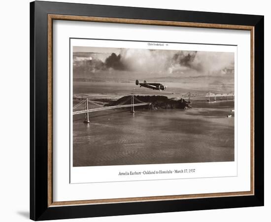 Amelia Earhart in Flight, Oakland to Honolulu, March 17, 1937-Clyde Sunderland-Framed Art Print