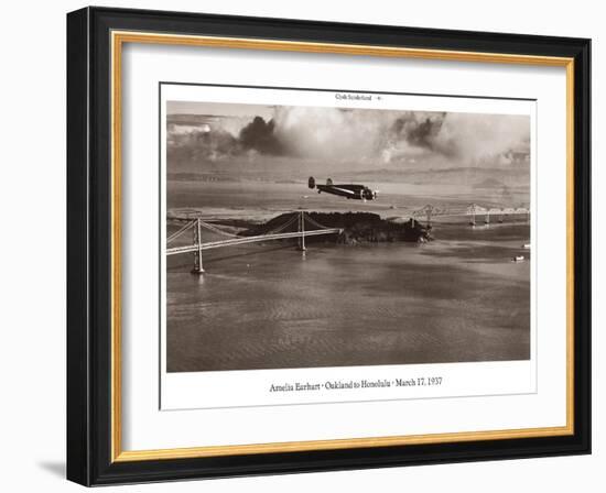 Amelia Earhart in Flight, Oakland to Honolulu, March 17, 1937-Clyde Sunderland-Framed Art Print