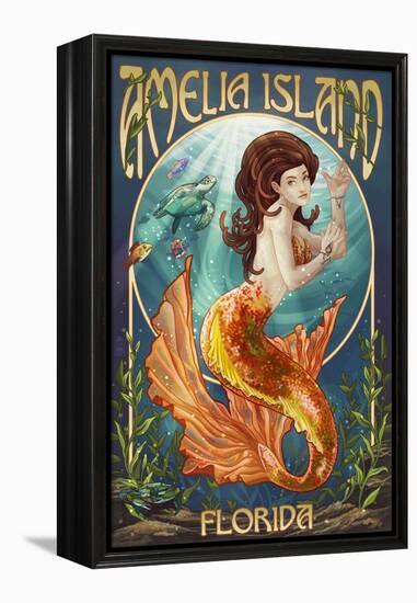 Amelia Island, Florida - Mermaid-Lantern Press-Framed Stretched Canvas