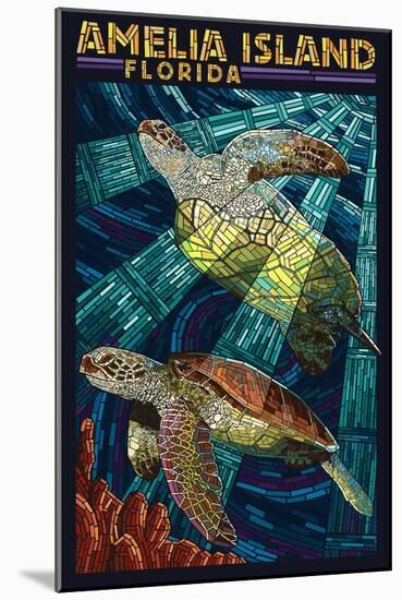 Amelia Island, Florida - Sea Turtle Mosiac-Lantern Press-Mounted Art Print