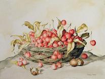Cherries in Delft Bowl with Red and Yellow Apple-Amelia Kleiser-Giclee Print