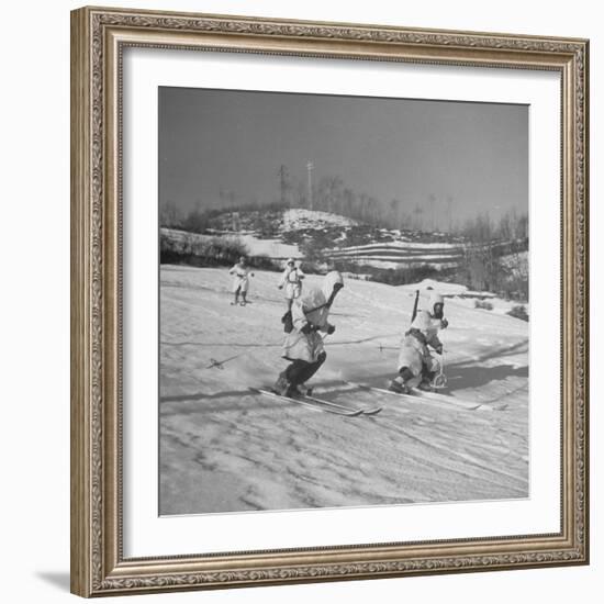 Amer. 10th Mountain Div. Army Ski Patrol, on the Itallian Front in the Appennine Mountains-Margaret Bourke-White-Framed Premium Photographic Print