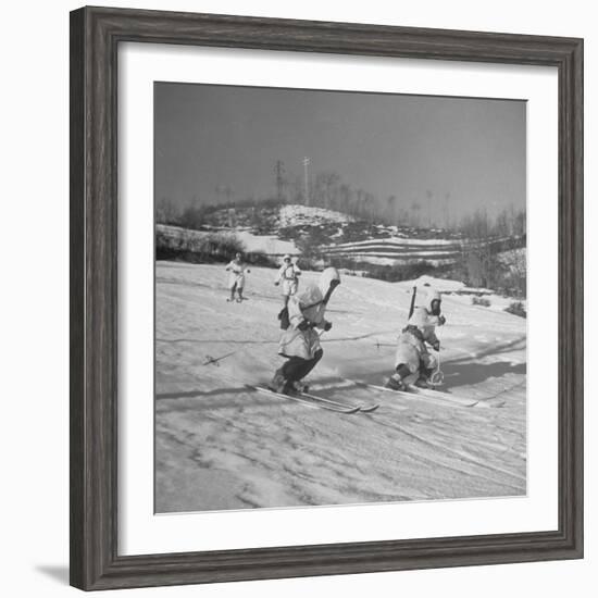 Amer. 10th Mountain Div. Army Ski Patrol, on the Itallian Front in the Appennine Mountains-Margaret Bourke-White-Framed Premium Photographic Print