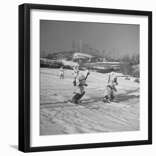 Amer. 10th Mountain Div. Army Ski Patrol, on the Itallian Front in the Appennine Mountains-Margaret Bourke-White-Framed Premium Photographic Print