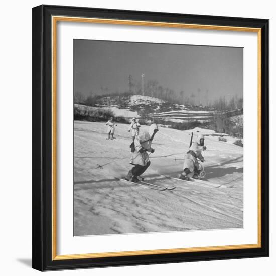 Amer. 10th Mountain Div. Army Ski Patrol, on the Itallian Front in the Appennine Mountains-Margaret Bourke-White-Framed Premium Photographic Print