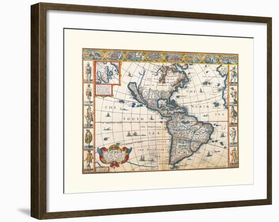 America, 1626-John Speed-Framed Premium Giclee Print