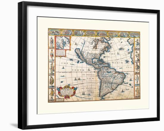 America, 1626-John Speed-Framed Premium Giclee Print