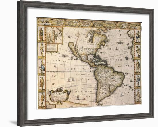 America, 1626-John Speed-Framed Giclee Print