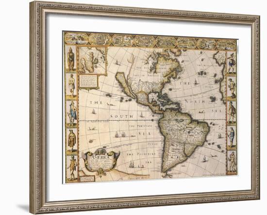 America, 1626-John Speed-Framed Giclee Print