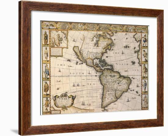 America, 1626-John Speed-Framed Giclee Print