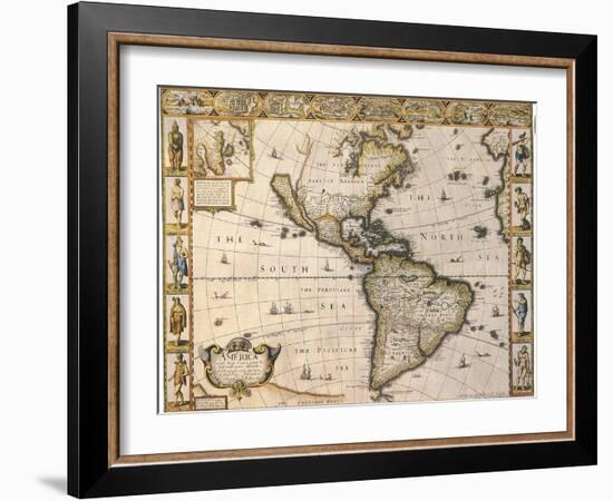 America, 1626-John Speed-Framed Giclee Print