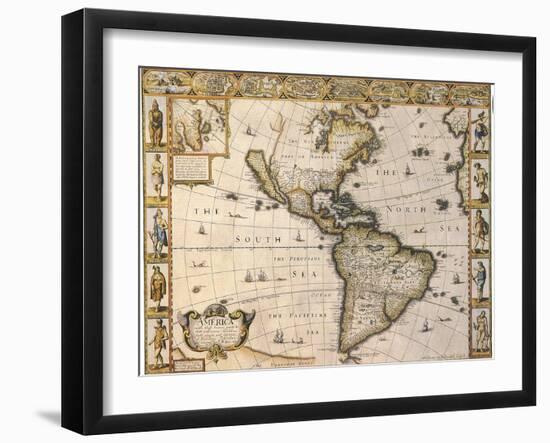 America, 1626-John Speed-Framed Giclee Print