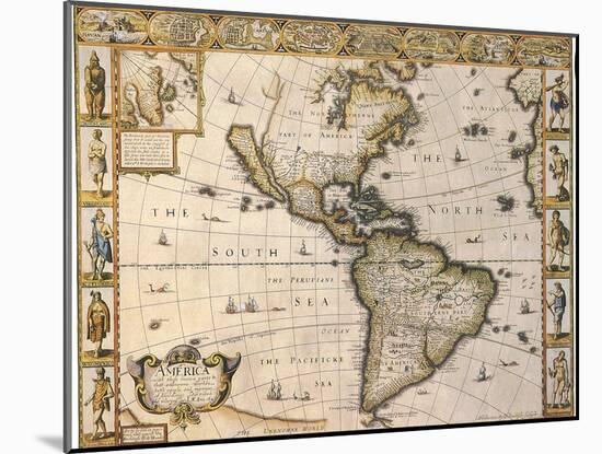 America, 1626-John Speed-Mounted Giclee Print