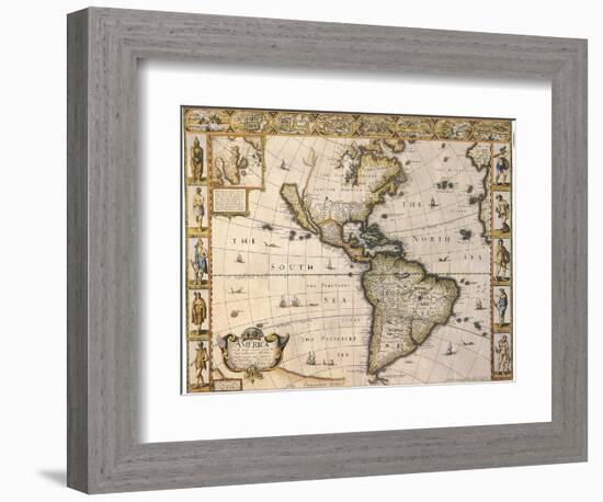 America, 1626-John Speed-Framed Giclee Print