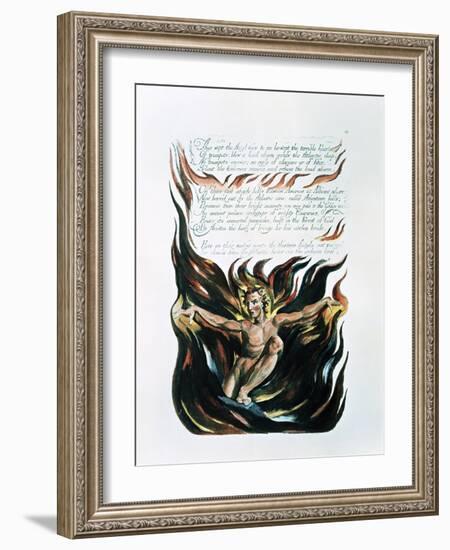 America a Prophecy, "Thus Wept the Angel Voice," the Emergence of Orc (The Embodiment of Energy)-William Blake-Framed Giclee Print