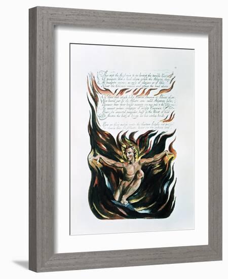 America a Prophecy, "Thus Wept the Angel Voice," the Emergence of Orc (The Embodiment of Energy)-William Blake-Framed Giclee Print