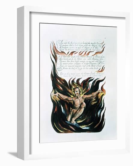 America a Prophecy, "Thus Wept the Angel Voice," the Emergence of Orc (The Embodiment of Energy)-William Blake-Framed Giclee Print