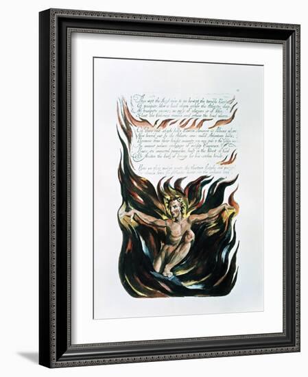 America a Prophecy, "Thus Wept the Angel Voice," the Emergence of Orc (The Embodiment of Energy)-William Blake-Framed Giclee Print