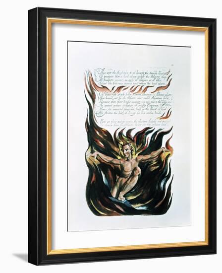 America a Prophecy, "Thus Wept the Angel Voice," the Emergence of Orc (The Embodiment of Energy)-William Blake-Framed Giclee Print